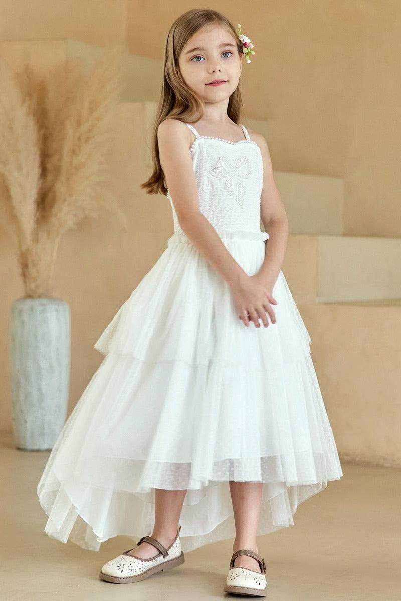 A-Line Sweetheart Neckline Sleeveless Asymmetrical Tulle Flower Girl Dresses 870928364976 - COCOMELODY